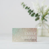 Elegant Glitter Green Pink Aqua Shiny Shimmer Visitekaartje (Staand voorkant)