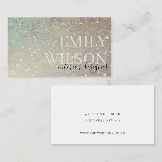 Elegant Glitter Green Pink Aqua Shiny Shimmer Visitekaartje (Voorkant / Achterkant)