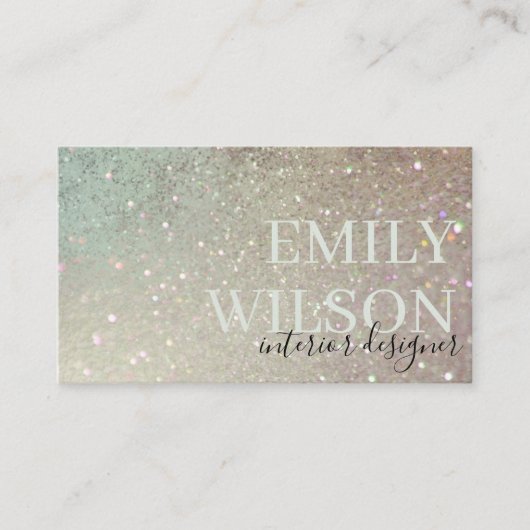 Elegant Glitter Green Pink Aqua Shiny Shimmer Visitekaartje (Voorkant)