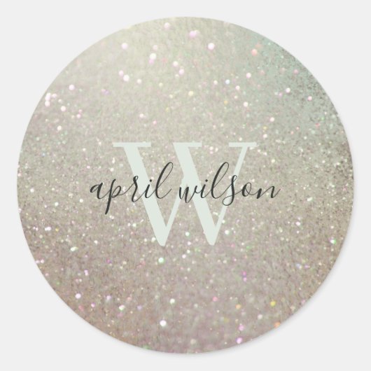 Elegant Glitter Green Pink Aqua Shiny Shimmerr Ronde Sticker (Voorkant)