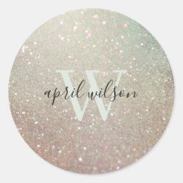 Elegant Glitter Green Pink Aqua Shiny Shimmerr Ronde Sticker