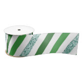 Elegant Glitter Green Stripes, Kerstmis Satijnen Lint (Spoel)