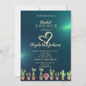 Elegant Glitter Heart Cactus Green Vrijgezellenfee Kaart (Voorkant)