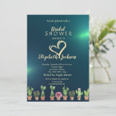 Elegant Glitter Heart Cactus Green Vrijgezellenfee Kaart (Staand voorkant)