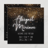 Elegant Glitter Hebrew Bat Mitzvah Uitnodiging (Voorkant / Achterkant)