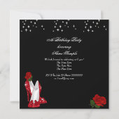 Elegant Glitter High Heels Red Rose Birthday 3 Kaart (Achterkant)