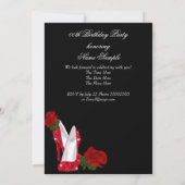 Elegant Glitter High Heels Red Rose Black Birthday Kaart (Achterkant)