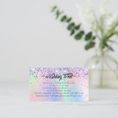 Elegant Glitter Holo Wishing Well for Wedding Informatiekaartje (Staand voorkant)