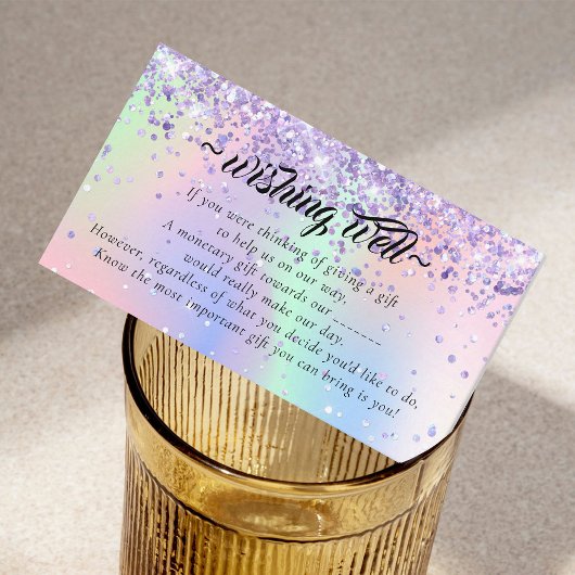 Elegant Glitter Holo Wishing Well for Wedding Informatiekaartje