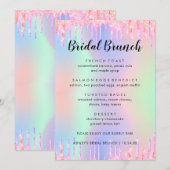 Elegant Glitter Holographic Bridal Brunch Menu (Voorkant / Achterkant)