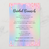 Elegant Glitter Holographic Bridal Brunch Menu (Voorkant)