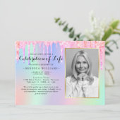 Elegant Glitter Holographic Celebration of life Kaart (Staand voorkant)