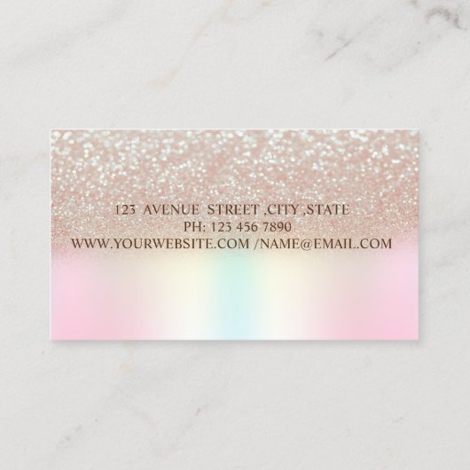Elegant Glitter Holographic Lijst Visitekaartje (Achterkant)