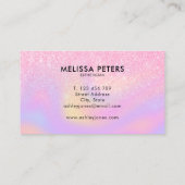 Elegant Glitter Holographic Script Makeup Artist Visitekaartje (Achterkant)
