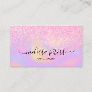 Elegant Glitter Holographic Script Makeup Artist Visitekaartje