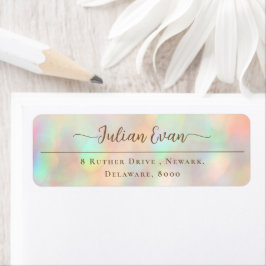 Elegant Glitter Holographic Script Retouradres Etiket