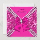 Elegant Glitter Hot Pink Diamonds Partij Kaart (Voorkant)