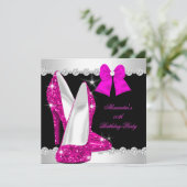 Elegant Glitter Hot Pink High Heels Birthday Kaart (Staand voorkant)
