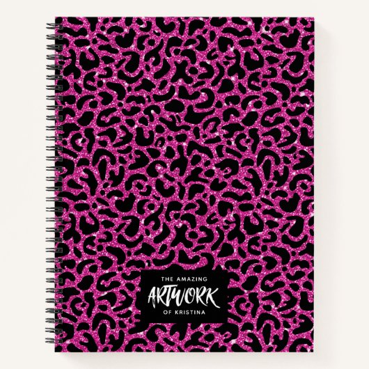 Elegant Glitter Hot Pink Sketchbook-laptop Notitieboek (Voorkant)