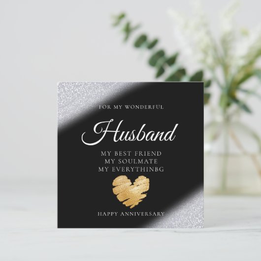Elegant Glitter Husband Jubileum Kaart (Staand voorkant)