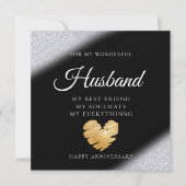 Elegant Glitter Husband Jubileum Kaart (Voorkant)