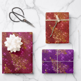 Elegant Glitter-kerstboompatroon Inpakpapier Vel