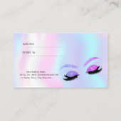 Elegant Glitter Lashes, Holographic Reference Kaar Aanbevelingskaartje (Achterkant)
