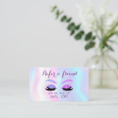 Elegant Glitter Lashes, Holographic Reference Kaar Aanbevelingskaartje (Staand voorkant)