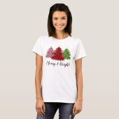 Elegant Glitter Leopard Christmas Tree T-shirt (Voorkant volledig)