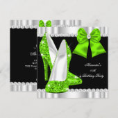 Elegant Glitter Lime Green High Heels 2 Kaart (Voorkant / Achterkant)