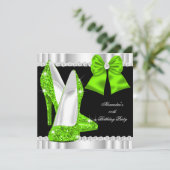 Elegant Glitter Lime Green High Heels 2 Kaart (Staand voorkant)