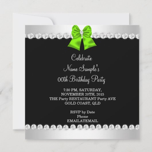 Elegant Glitter Lime Green High Heels Birthday Kaart (Achterkant)