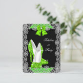 Elegant Glitter Lime Green Stiletto Fabulous Party Kaart (Staand voorkant)