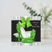 Elegant Glitter Limoen Glamor High Heels Birthday  Kaart (Staand voorkant)