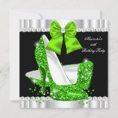 Elegant Glitter Limoen Glamor High Heels Birthday  Kaart (Voorkant)