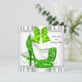 Elegant Glitter Limoen Glamor High Heels White Kaart (Staand voorkant)