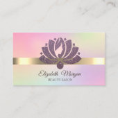 Elegant Glitter Lotus Flower Makeup Holographic Visitekaartje (Voorkant)
