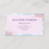 Elegant Glitter Makeup Artist Holographic Visitekaartje (Achterkant)