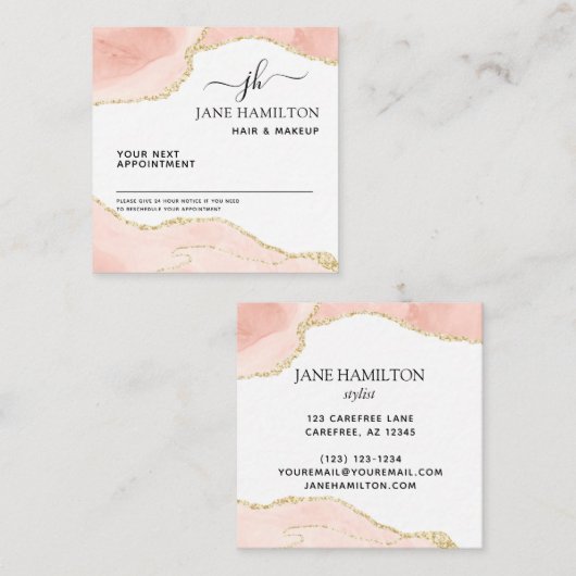 Elegant Glitter Marble Agate Business Afsprakenkaartje (Voorkant / Achterkant)