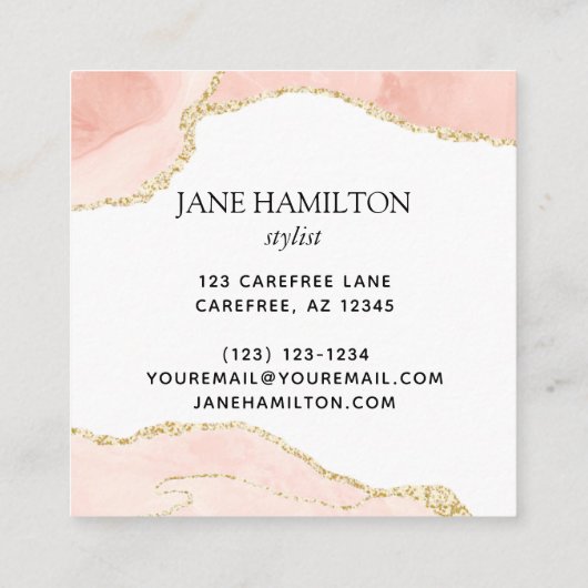 Elegant Glitter Marble Agate Business Afsprakenkaartje (Achterkant)