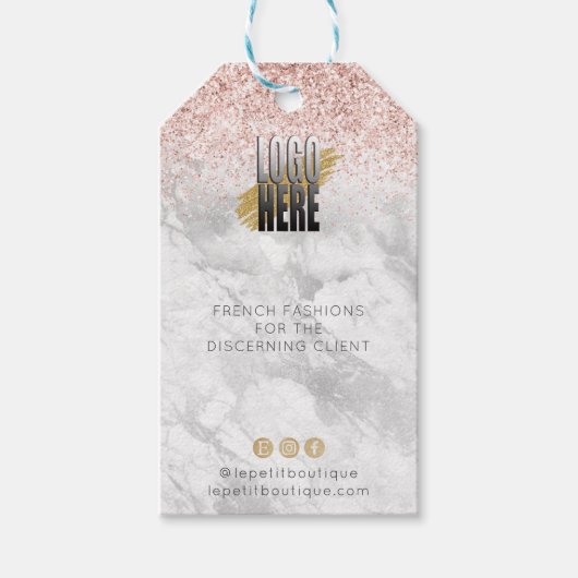 Elegant Glitter Marble logo Clothing Price label Cadeaulabel (Voorkant)
