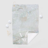 Elegant Glitter Marble Monogram Sparkle Custom Golfhanddoek (Insitu)