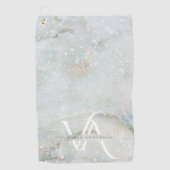 Elegant Glitter Marble Monogram Sparkle Custom Golfhanddoek (Voorkant)