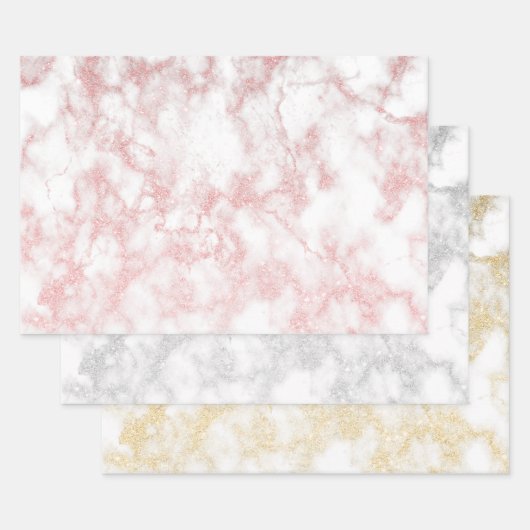 Elegant  glitter marmer inpakpapier vel (Set)
