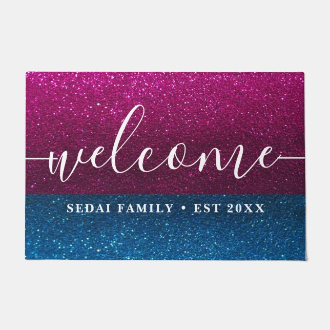 Elegant Glitter Modern Family Year opgericht Deurmat (Voorkant)