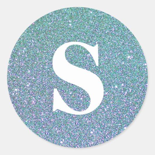 Elegant Glitter Monogram Envelope Seal Ronde Sticker (Voorkant)