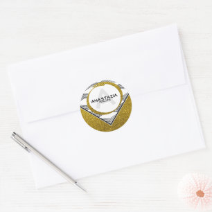 Elegant Glitter  Monogram letter Initiaal Ronde Sticker