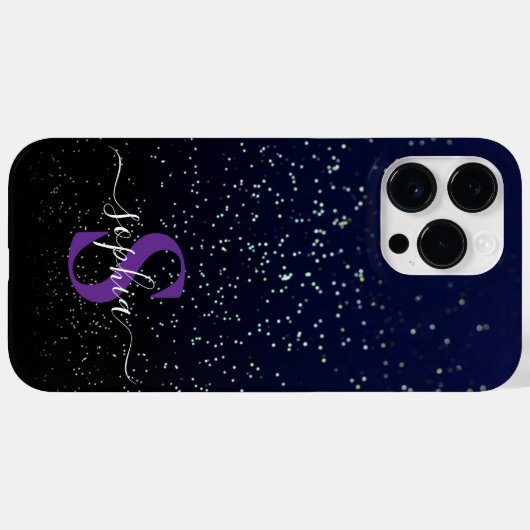 Elegant Glitter monogrammed naam Case-Mate iPhone Case (Achterkant (horizontaal))