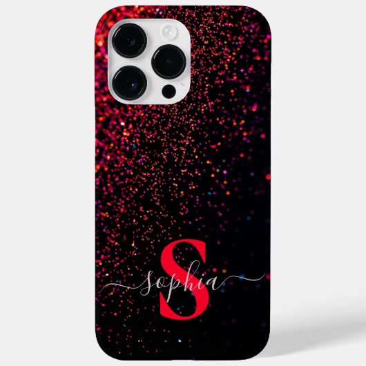 Elegant Glitter monogrammed naam Case-Mate iPhone Case (Achterkant)
