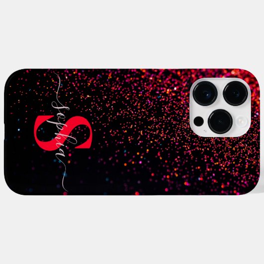 Elegant Glitter monogrammed naam Case-Mate iPhone Case (Achterkant (horizontaal))
